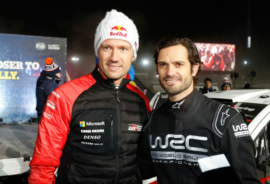 Prins Carl Philip teamade ihop sig med rallykungen Sebastien Ogier… Prins Carl Philip med rallykungen Sebastien Ogier.
