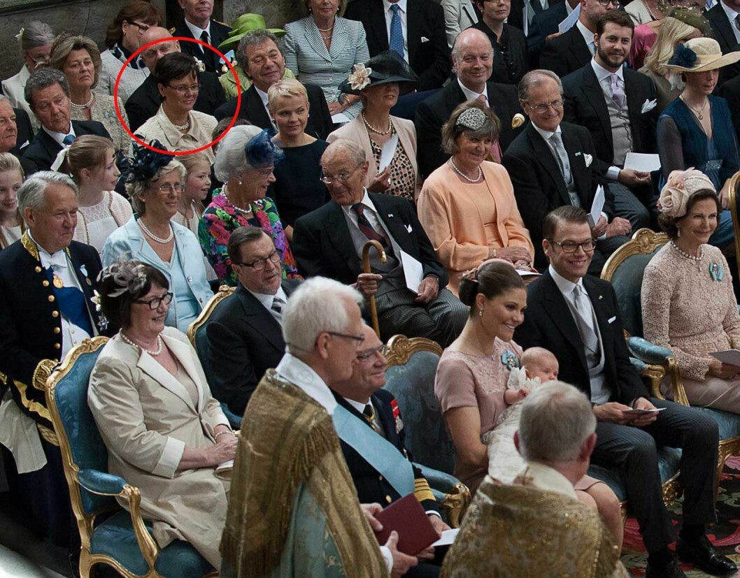 Drottning Silvias brudtärna Carmita Sommerlath på prinsessan Estelles dop 2012.