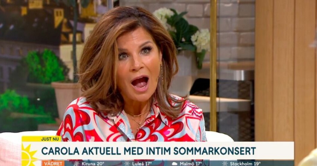 Carola Häggkvist tappade hakan när hon fick höra att Steffo Törnquist var med på Hedespelningen. Carola Häggkvist i TV4 Nyhetsmorgon