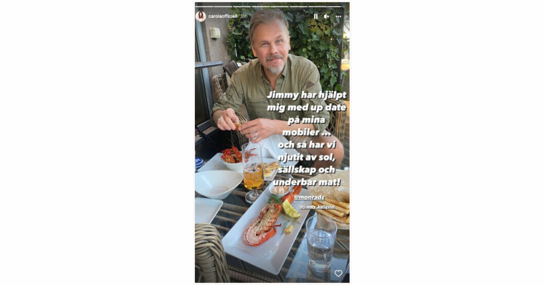 Carola Häggkvist fick hjälp av exet Jimmy med mobilen, så snällt! Jimmy Källqvist