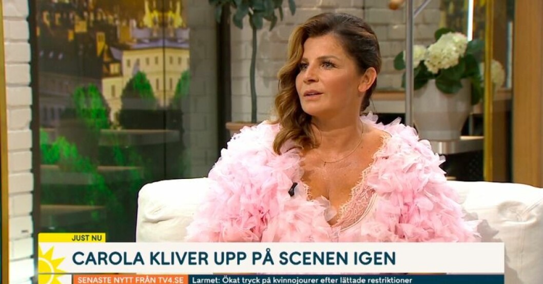 Carola Häggkvist berättar om den svåra tiden i Let's Dance. Foto: Skärmdump TV4 Nyhetsmorgon Carola Häggkvist