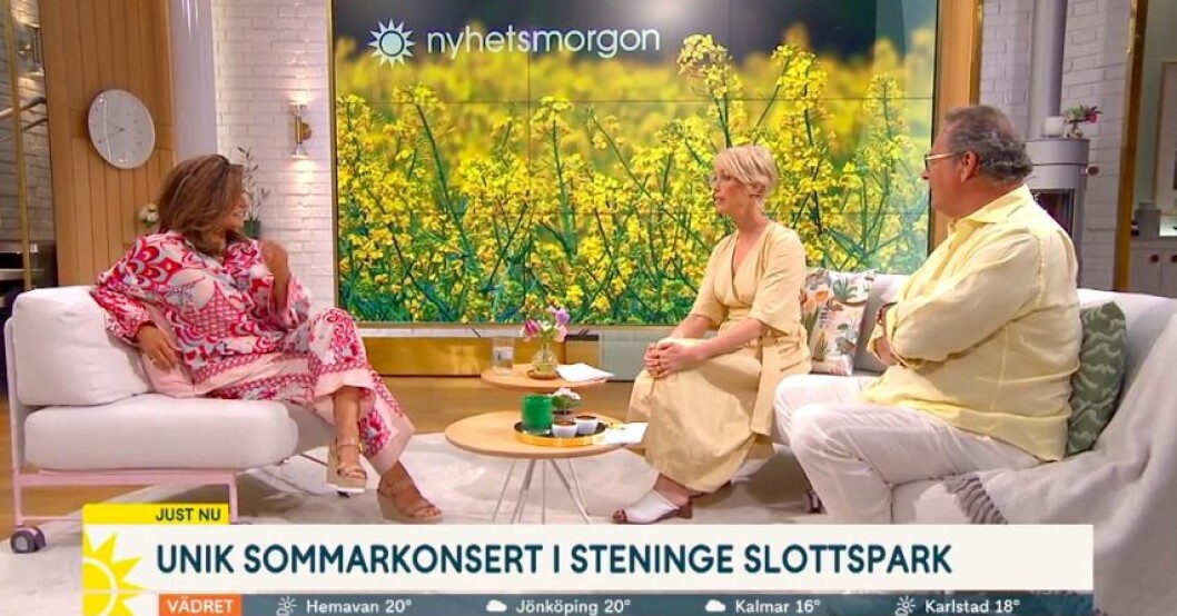 Steffo Törnquist hade något viktigt att säga till Carola Häggkvist innan intervjun avslutades... Carola Häggkvist, Jenny Strömstedt och Steffo Törnquist
