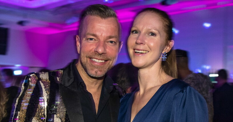 Casper Janebrink och flickvännen Therese Andersson på efterfesten efter deltävling 1 i Melodifestivalen 2023 i Göteborg. Casper Janebrink, Therese Andersson