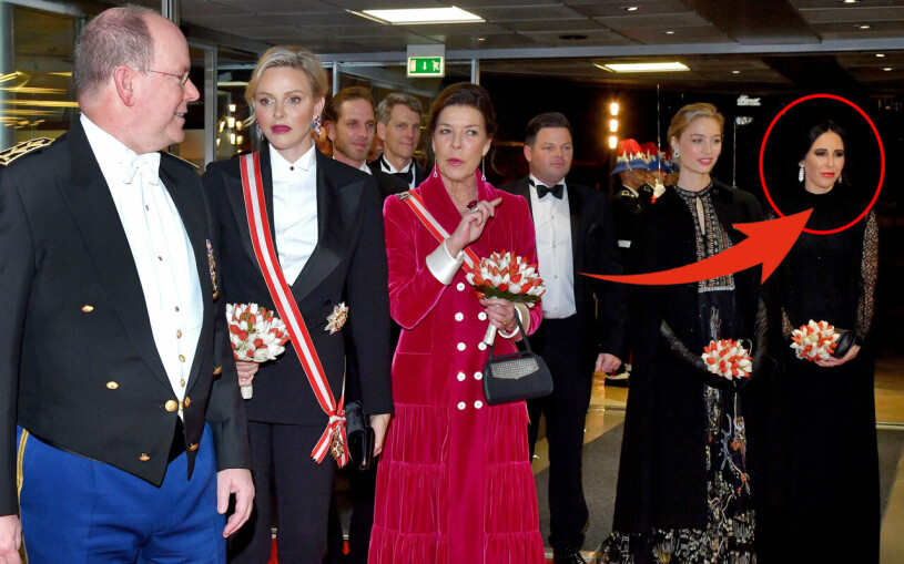 Chantell Wittstock med Monacos furstefamilj vid nationaldagsfirandet 2019. Chantell Wittstock Svägerska Furstinnan Charlene Furst Albert Prinsessan Caroline