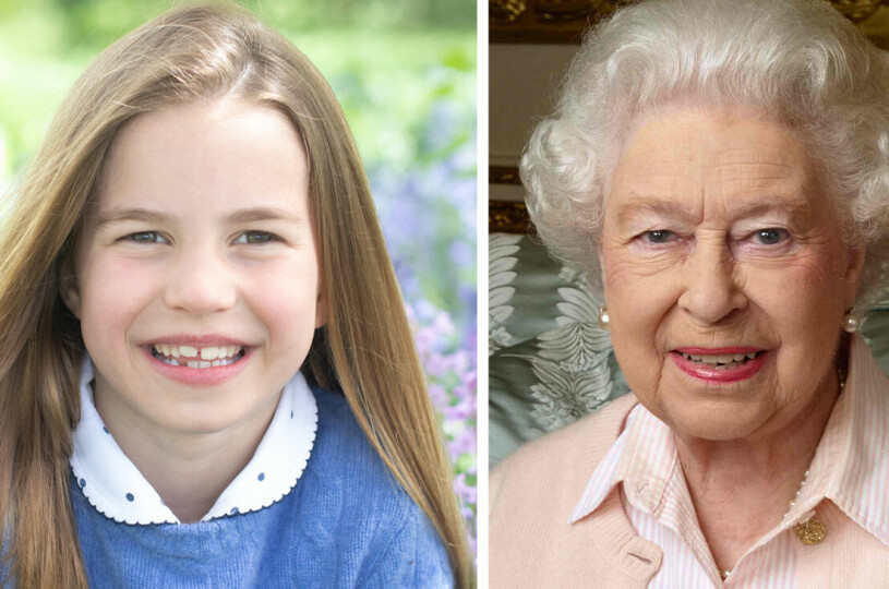 Prinsessan Charlotte mitt i det kungliga strålkastarljuset. Hon och gammelfarmor Elizabeth är lika som två bär. Prinsessan Charlotte lik drottning Elizabeth