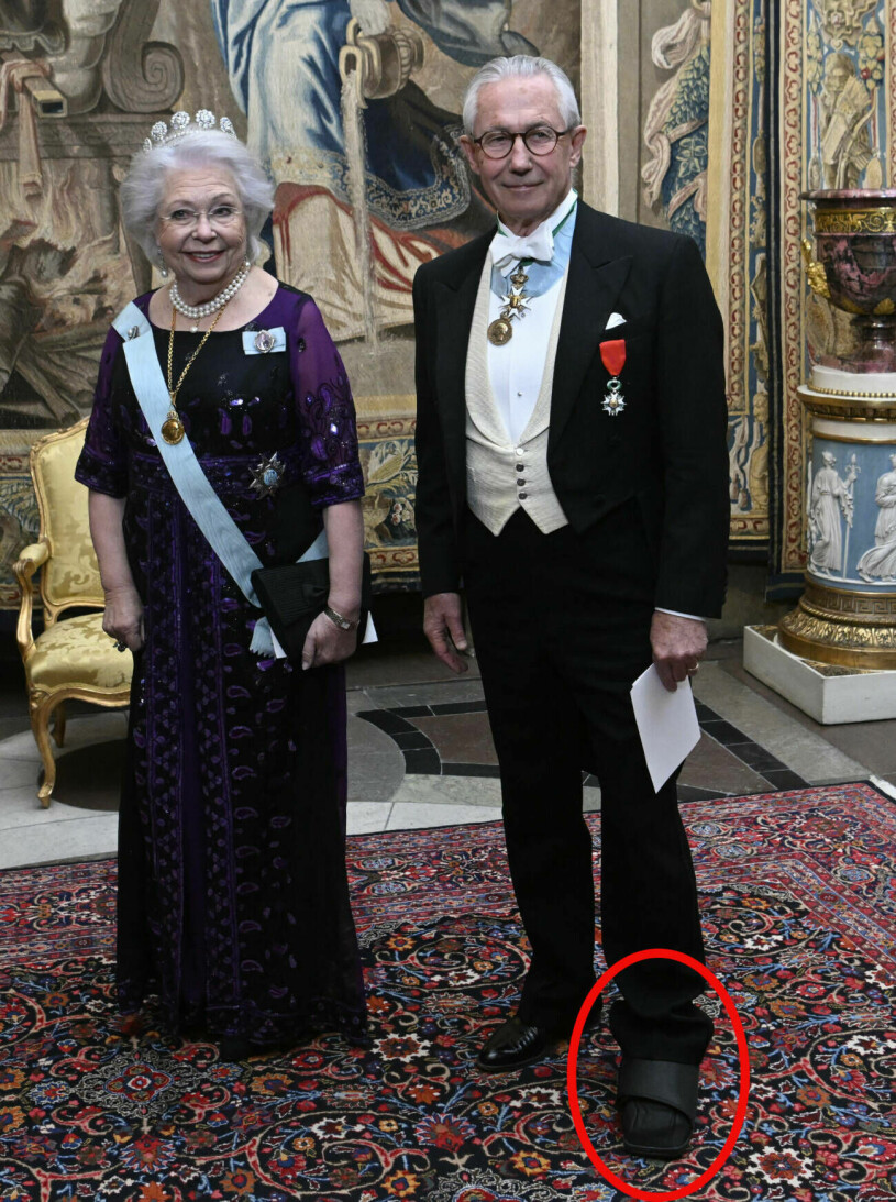 Prinsessan Christina med maken Tord Magnusson, som här hade gipsad fot. Prinsessan Christina och Tord Magnuson