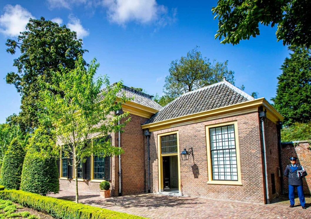 Paviljongen där familjen tog farväl. Trädgårdspaviljongen på Noordeinde-palatset i Haag.