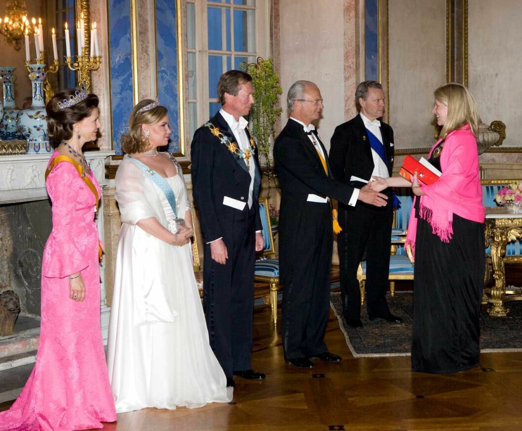 Christina Stenbeck på en av kungaparets middagar. Christina Stenbeck på en av kungaparets middagar.