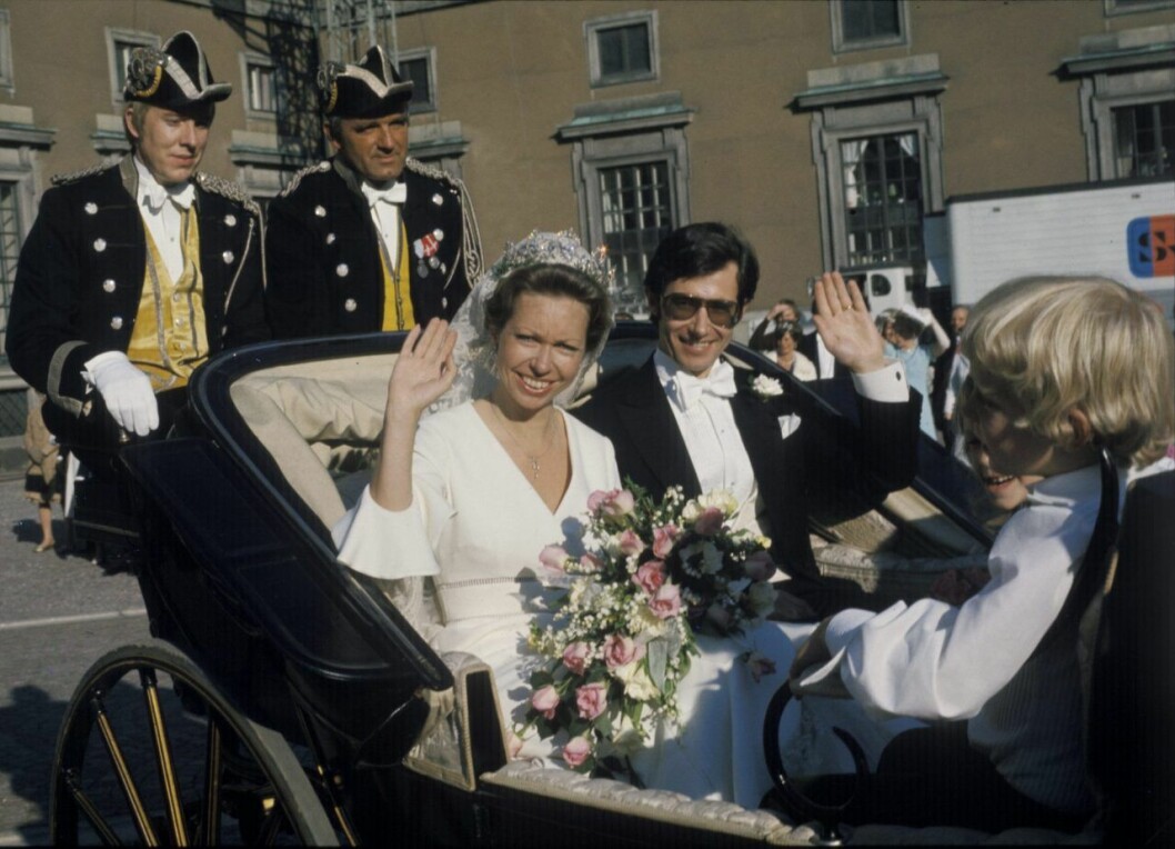 Prinsessan Christina och Tord Magnuson vid sitt bröllop. Christina och Tord