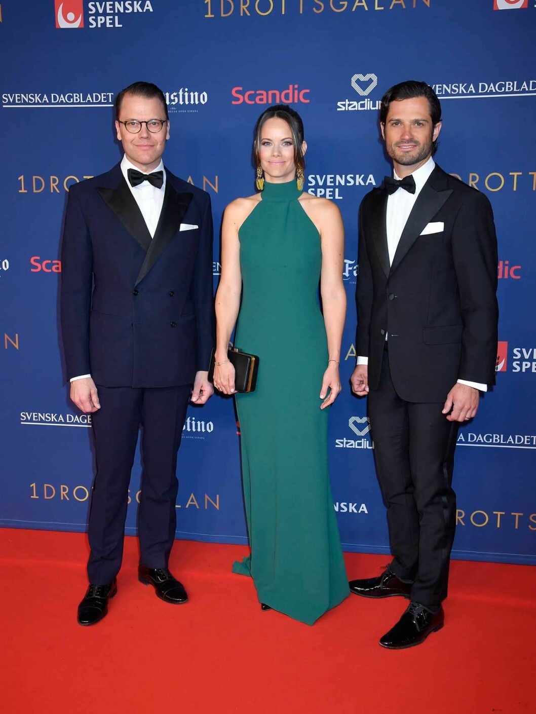 Prins Daniel, prinsessan Sofia och prins Carl Philip på Idrottsgalan 2020. Daniel Sofia och Carl Philip på Idrottsgalan 2020
