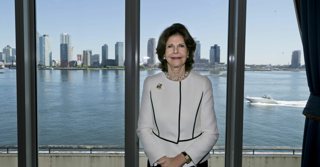 Drottning Silvia vid ett av sina många besök i New York. Drottning Silvia i New York
