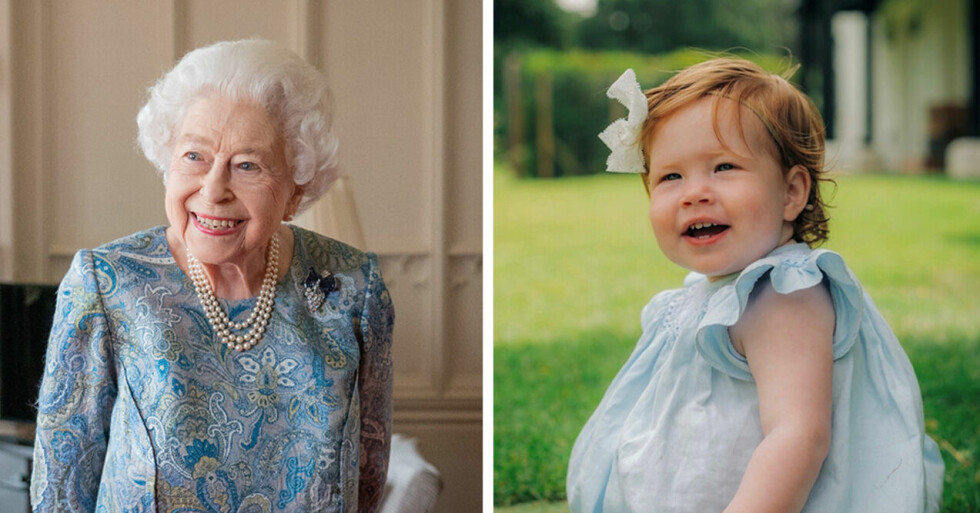 Drottning Elizabeth och barnbarnsbarnet Lilibet