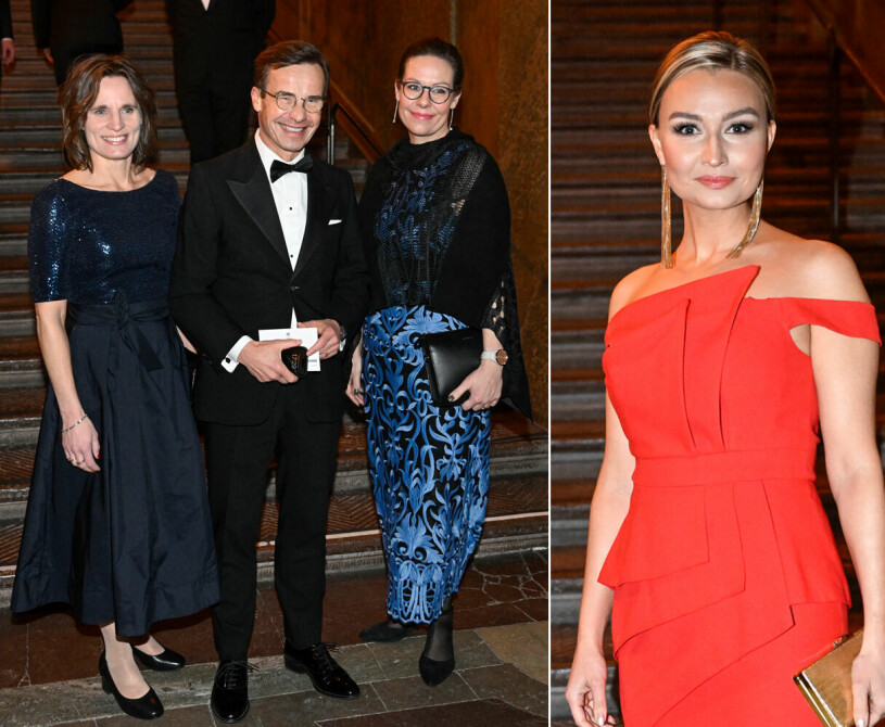 Statsministern, EU-ministern och migrationsministern. Samt energiminister Ebba Busch som kammade hem många glamourpoäng med sitt baraxlade röda aftonfodral. Statsminister Ulf Kristersson, EU-minister Jessika Roswall och migrationsminister Maria Malmer Stenergard. Samt energiminister Ebba Busch