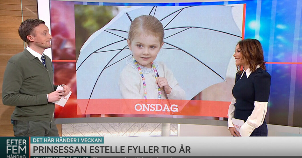 Estelle dök upp i rutan! Prinsessan Estelle i Efter Fem TV4