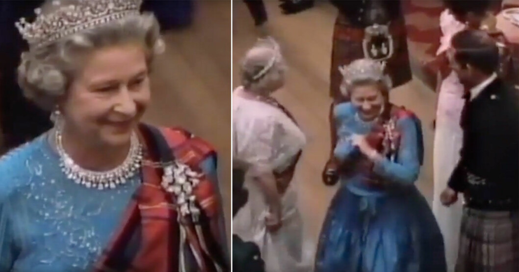 Här dansar drottning Elizabeth – se roliga arkivfilmen!