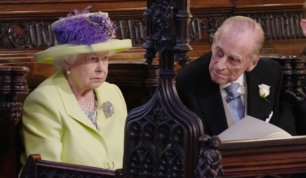 Drottning Elizabeth och prins Philip på Harrys och Meghans bröllop