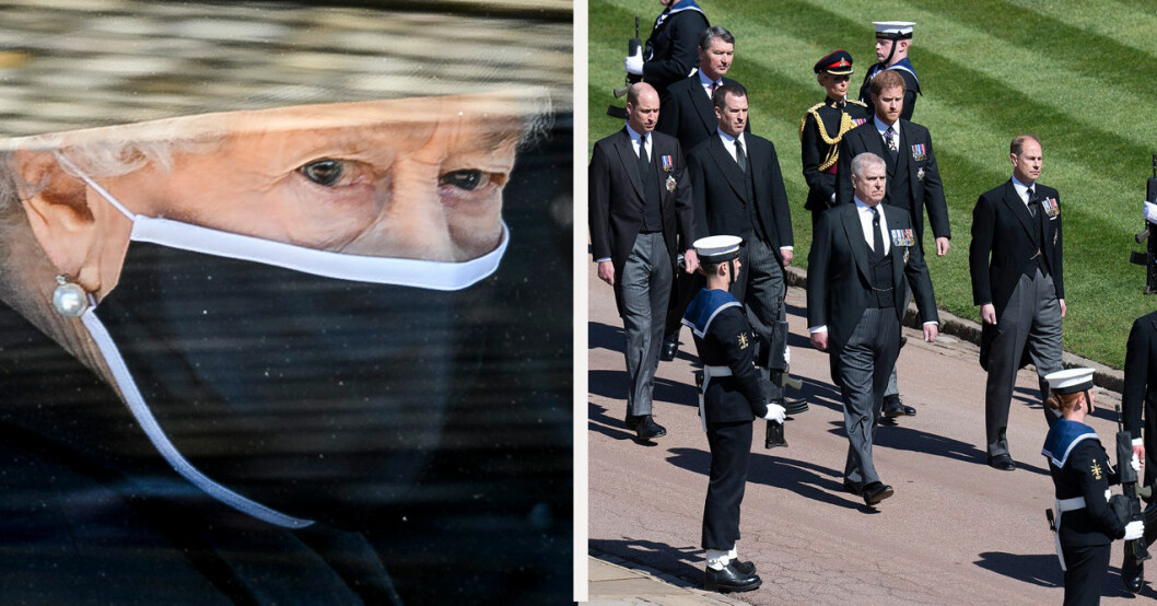 Det var kylig stämning på prins Philips begravning. Drottning Elizabeth på prins Philips begravning