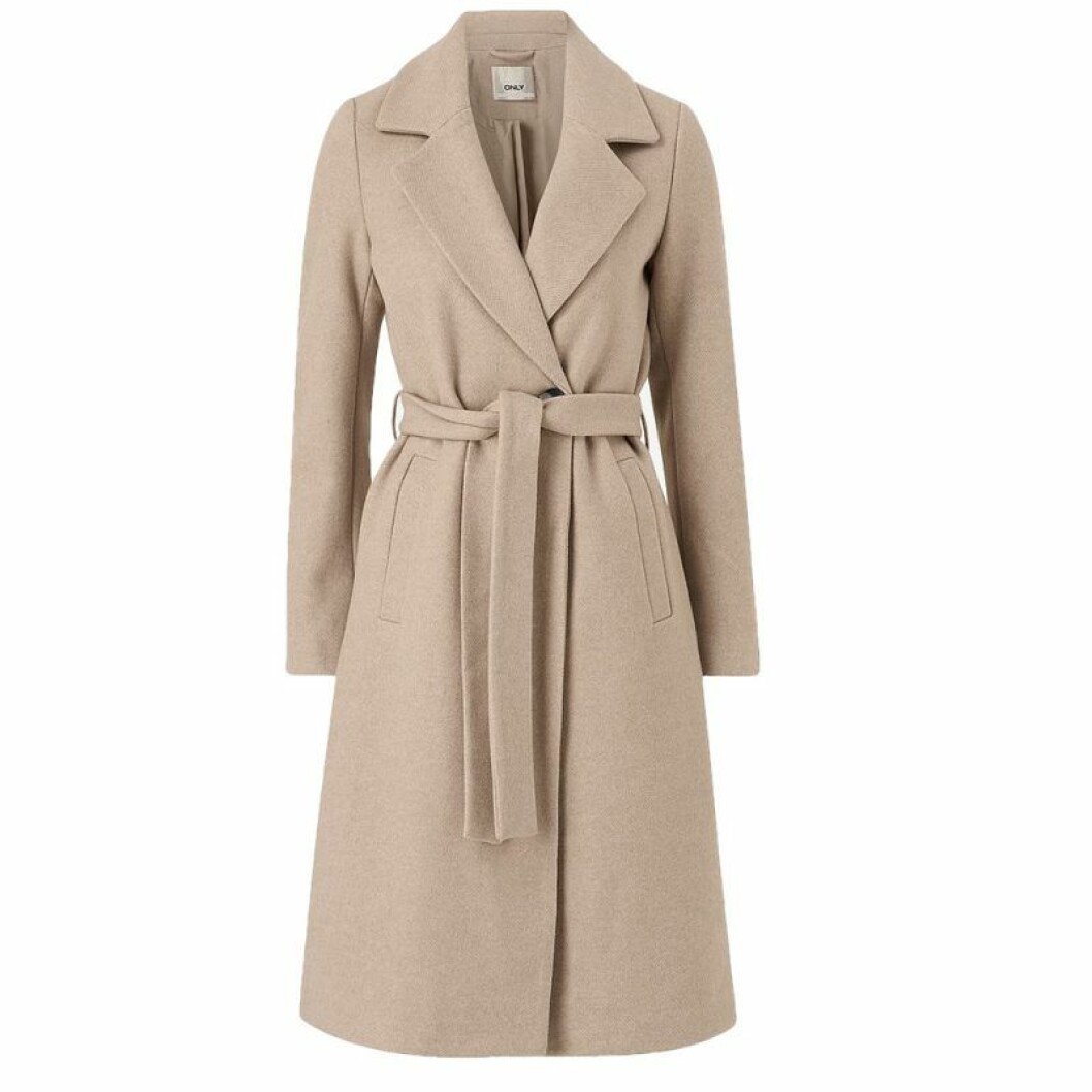 Beige kappa med knytband i midjan