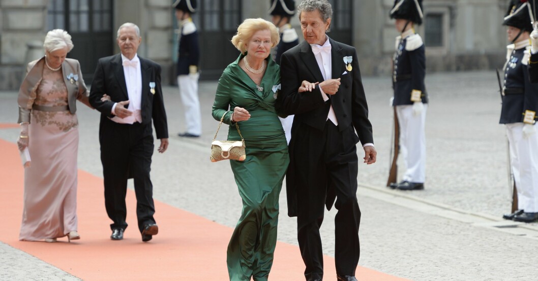 En av de sista officiella bilderna på Walter Sommerlath och hustrun Ingrid, på Carl Philips och Sofias bröllop 2015.
