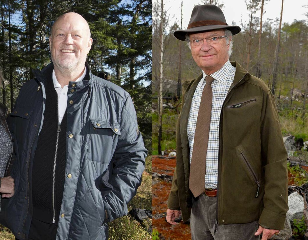 Erik i tredagarsstubb. Och kungen, mycket välrakad. Kungen och Erik Hellqvist.