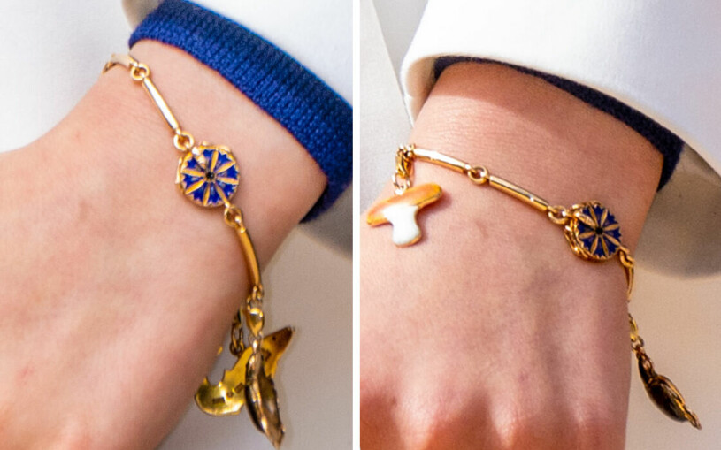 Hela armbandet länkas ihop så fint av landskapsblomman blåklint. Prinsessan Estelles armband med berlocker