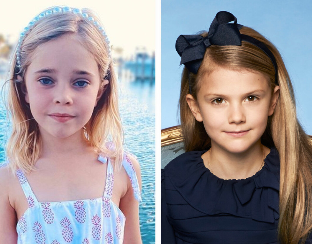 Madeleines mobilbild på födelsedagsbarnet Leonore. Och Estelle, plåtad på slottet av proffsfotografen. Prinsessan Leonore och prinsessan Estelle.