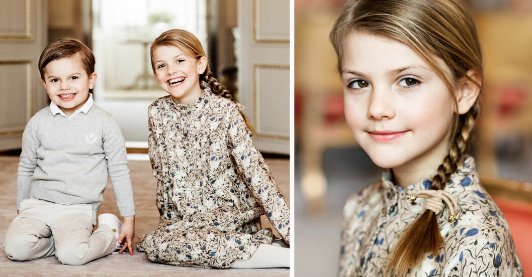 Redo för sin digitala invigning. Prinsessan Estelle går även på detta sätt i sin fina mammas fotspår. Födelsedagsbilden på prinsessan Estelle med prins Oscar-
