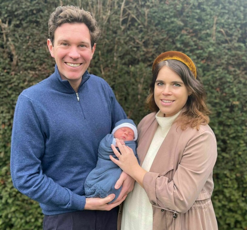 Eugenie och Jack med sonen August när han var nyfödd. Foto: TT