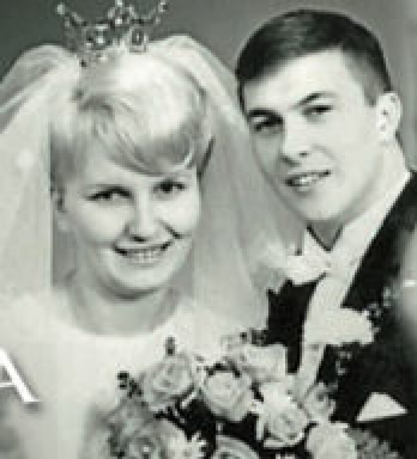 Ewa Westling som brud: En blekt blondin. Ewa Westling Olle Westling prins Daniels föräldrar deras bröllopsfoto bröllopsbild 1967