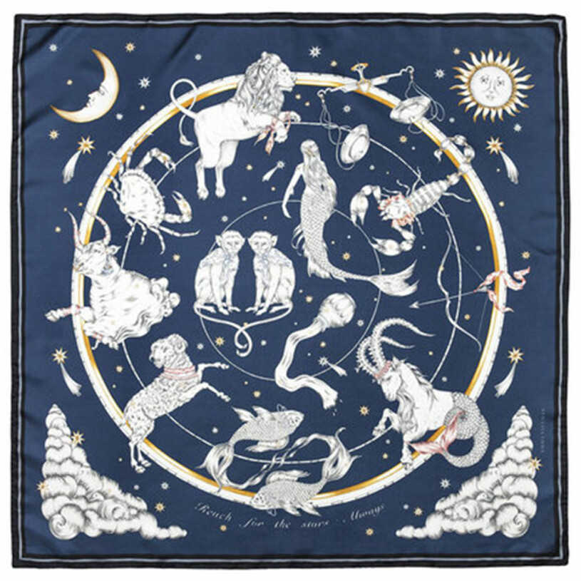 blå scarf med stjärntecken