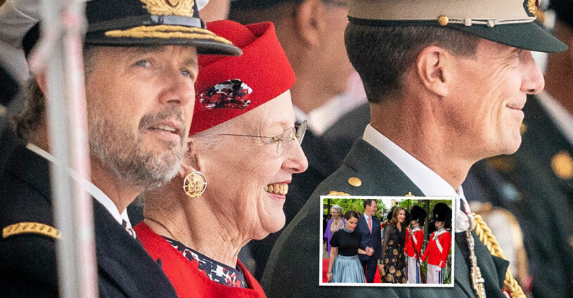 Drottning Margrethe med prins Joachim och kronprins Frederik