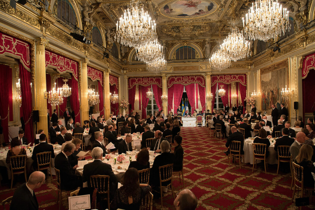 Presidentens middag, i det eleganta Elyséepalatset i Paris. Drottning Silvia middag statsbesök Frankrike