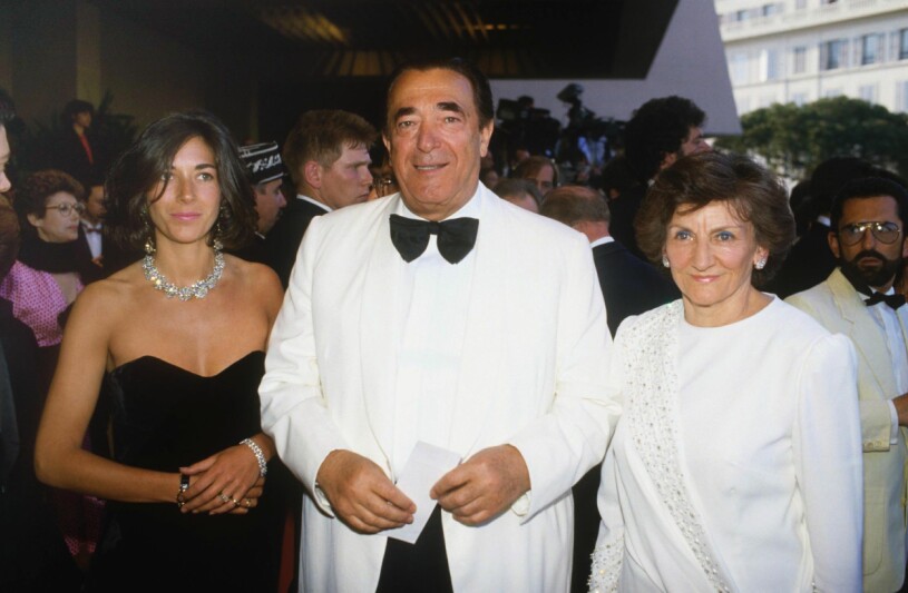 Ghislaine med sina föräldrar i Cannes 1987.