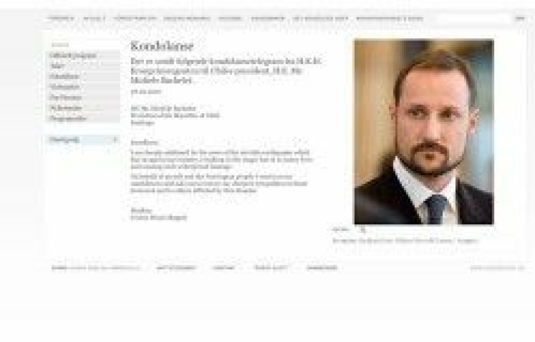 Kronprins Haakons kondoleansbrev på kungafamiljens hemsida. Kronprins Haakons kondoleansbrev på kungafamiljens hemsida.