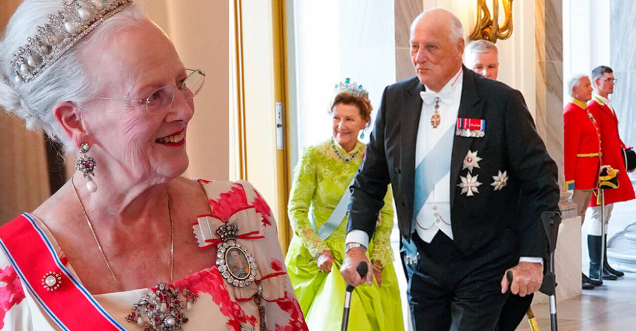 Kung Harald på galamiddag hos drottning Margrethe
