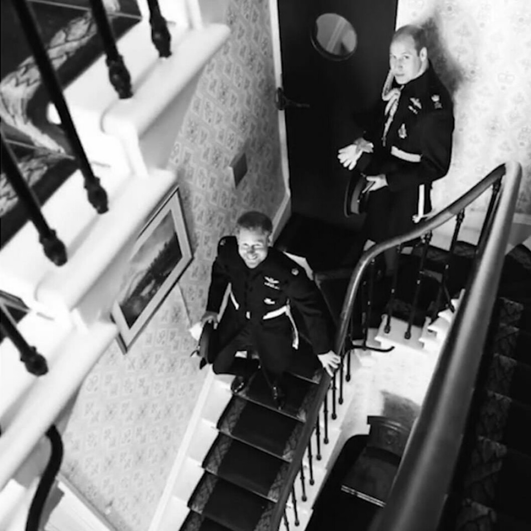 Prins Harry och prins William före vigseln.