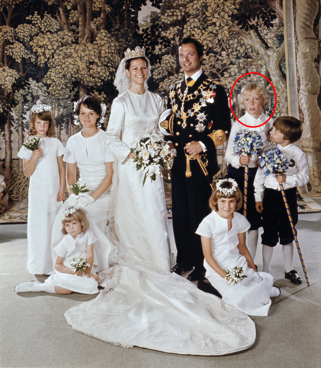 Minns du? Prins Hubertus som 10-årig brudnäbb när kungen och drottning Silvia gifte sig 1976. Prins Hubertus som 10-årig brudnäbb när kungen och drottning Silvia gifte sig 1976.