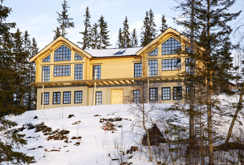 Innan bygget var klart när fjällvillan tog form 2016. Charlotte Perrellis villa i Åre 2016