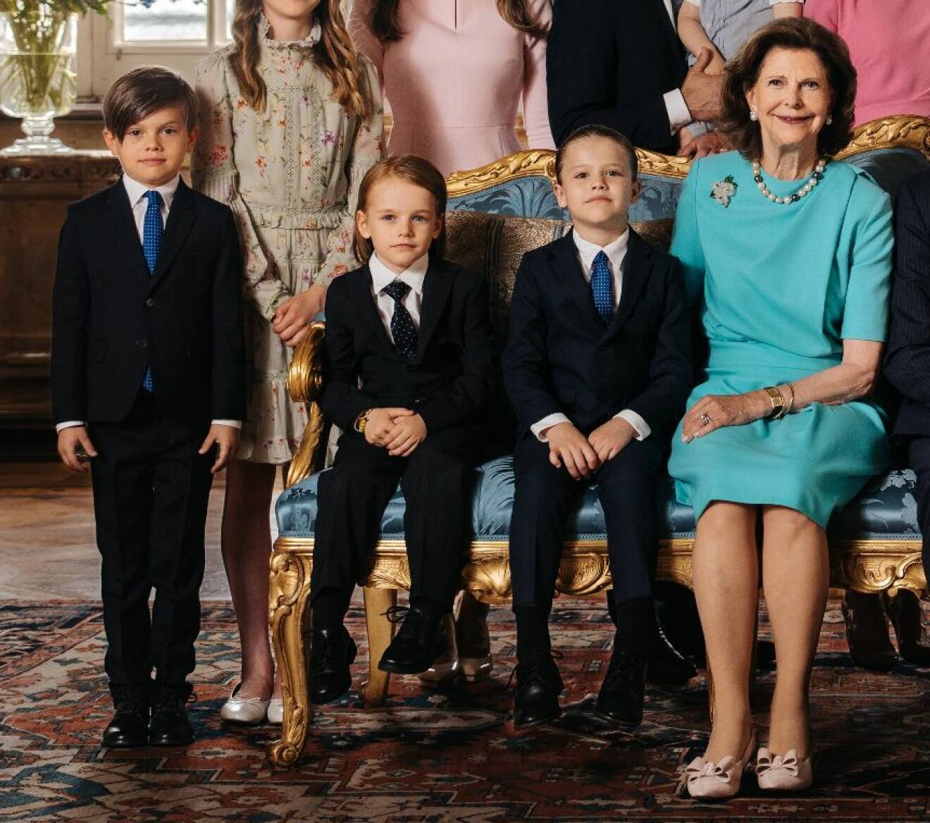 Drottning Silvia med prins Oscar, prins Gabriel och prins Alexander