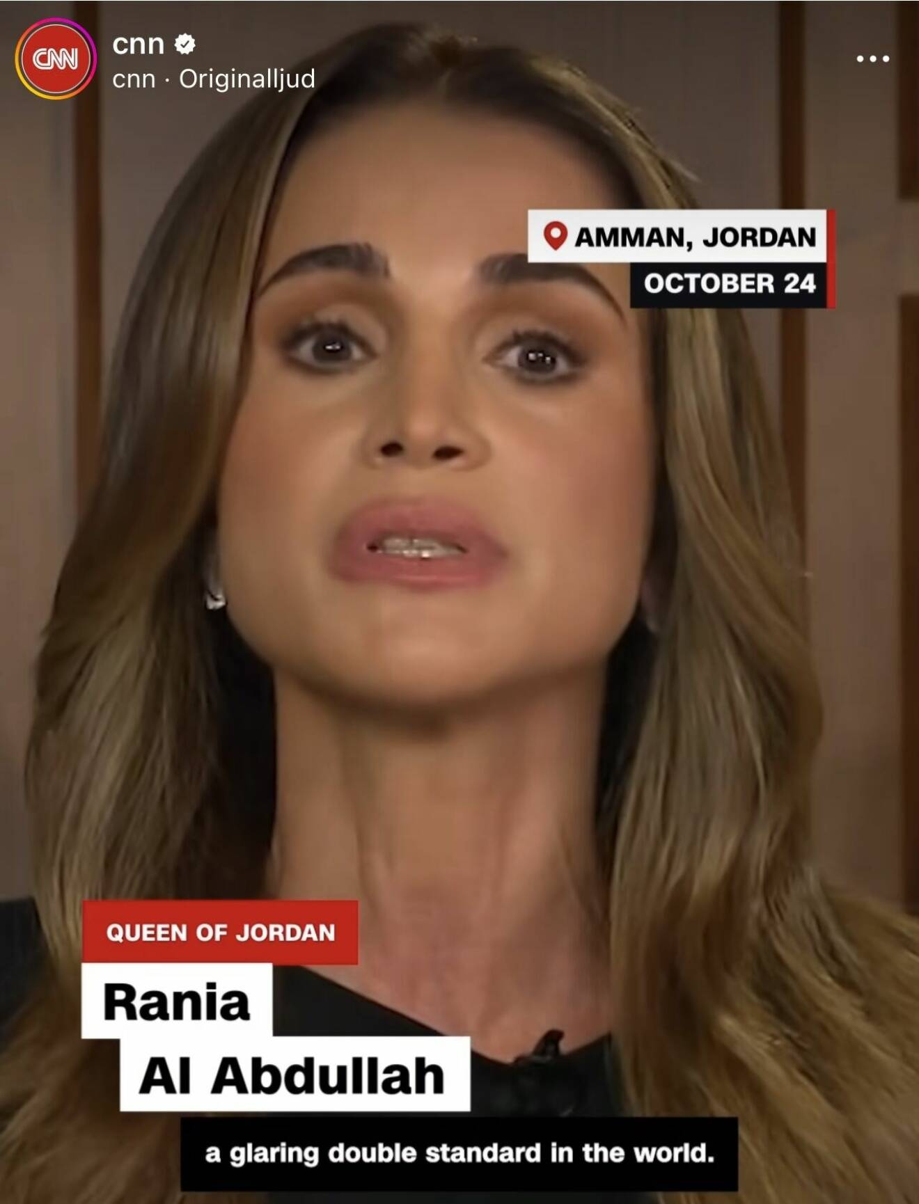 Drottning Rania i intervju i CNN om kriget mellan Israel och Palestina