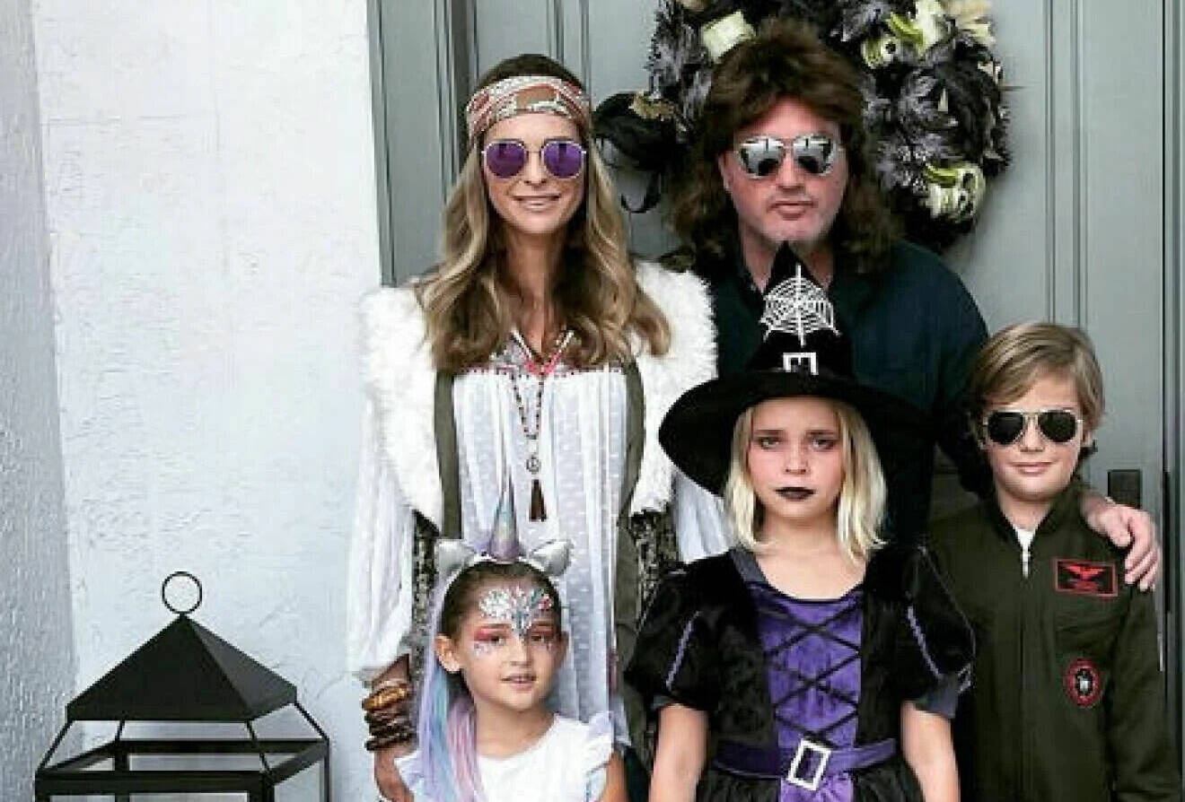 Prinsessan Madeleine med familj i samband med Halloween 2022