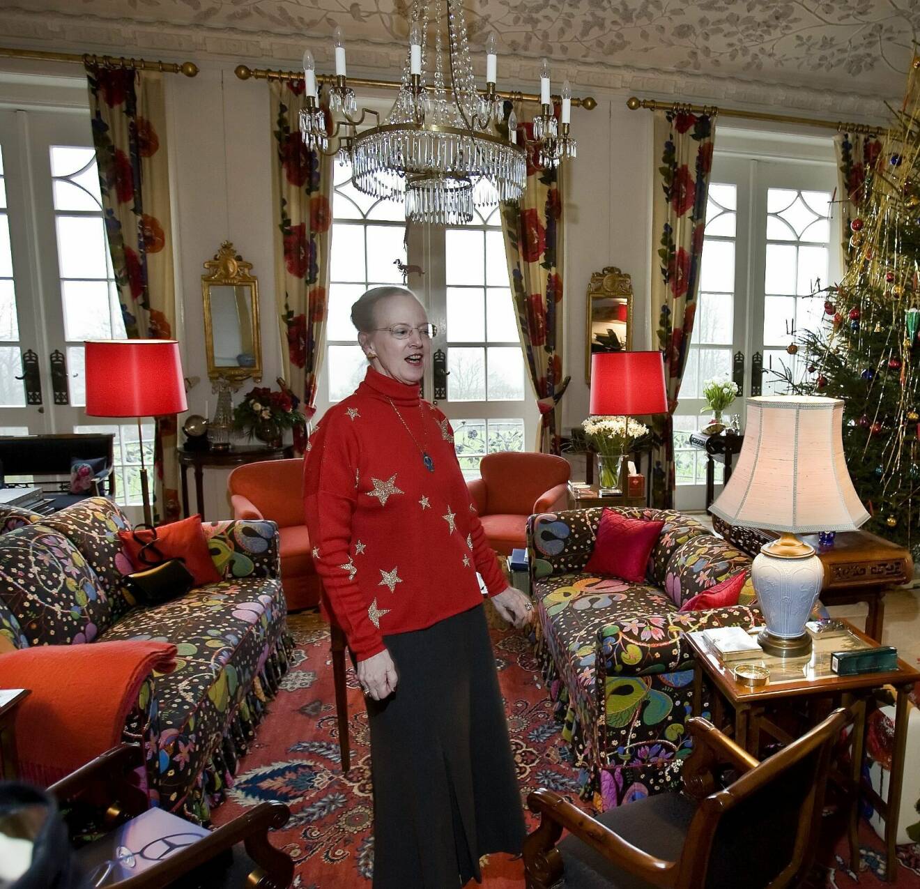 Drottning Margrethe i vardagsrummet på Marselisborgs slott