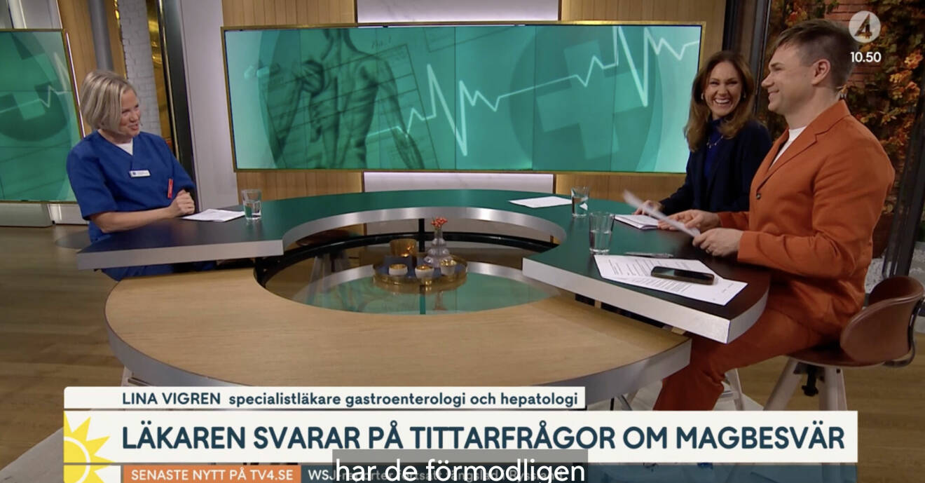 Maria Forsblom och Anders Pihlblad skrattar i Nyhetsmorgon