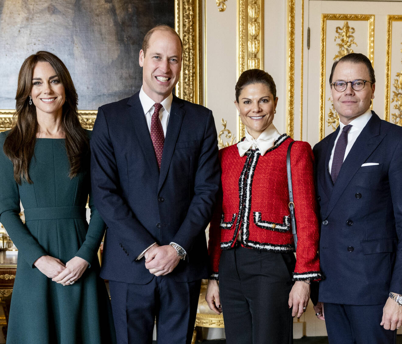 Kronprinsessan Victoria och prins Daniel på Windsor Castle med prins William och prinsessan Kate (eller Catherine)