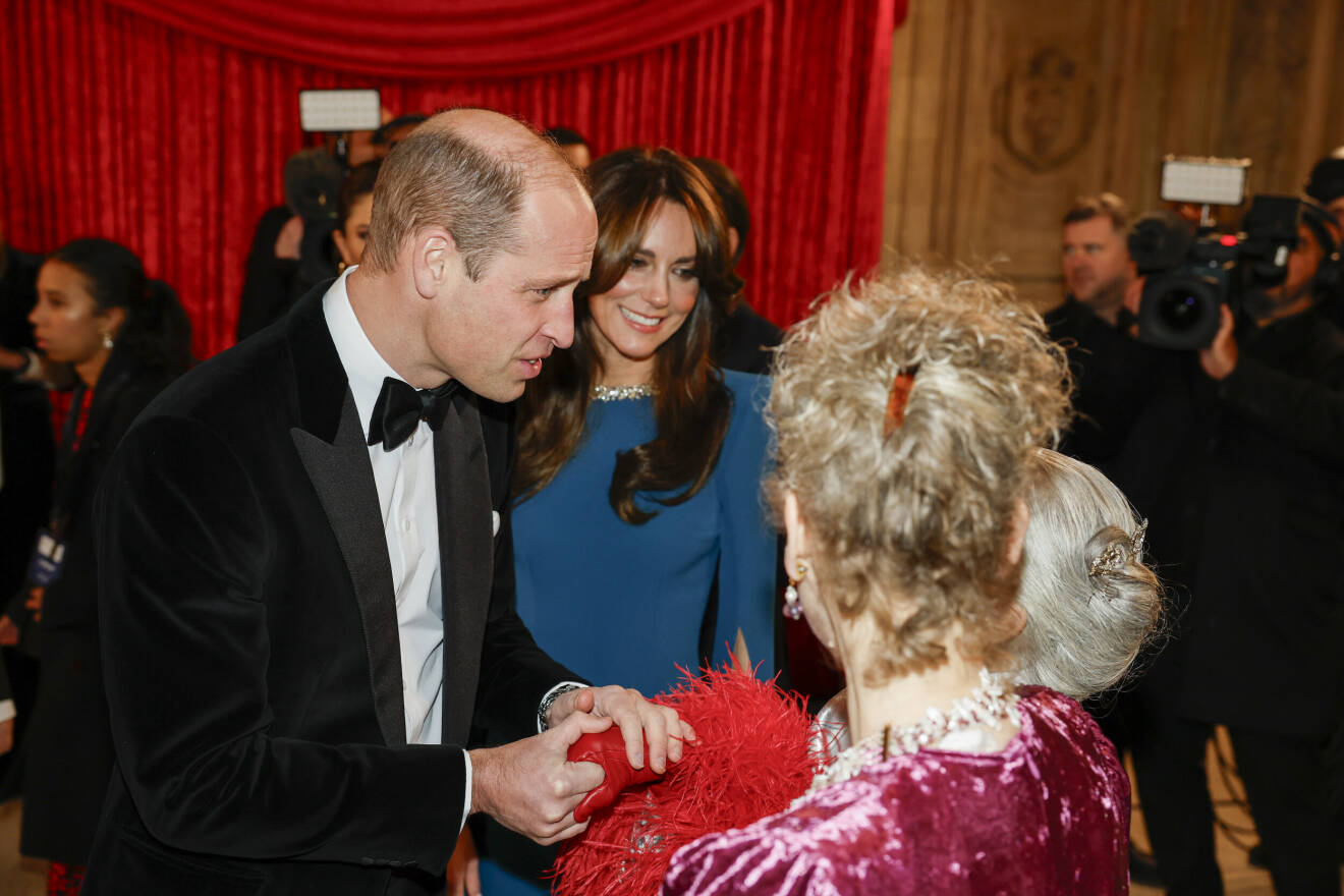 Prinsessan Catherine och prins William i vimlet under Royal Variety Performance i Albert Hall