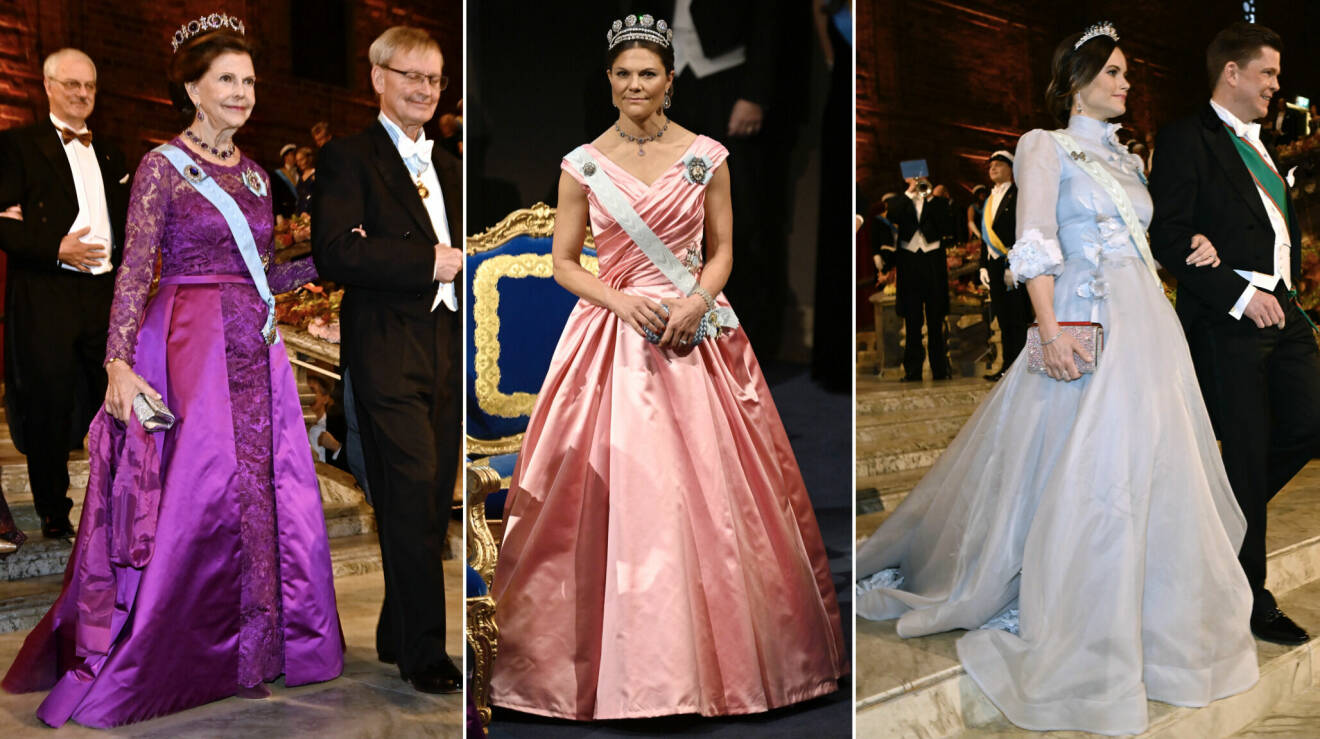 Drottning Silvia, kronprinsessan Victoria och prinsessan Sofia under Nobelfestligheterna 2022