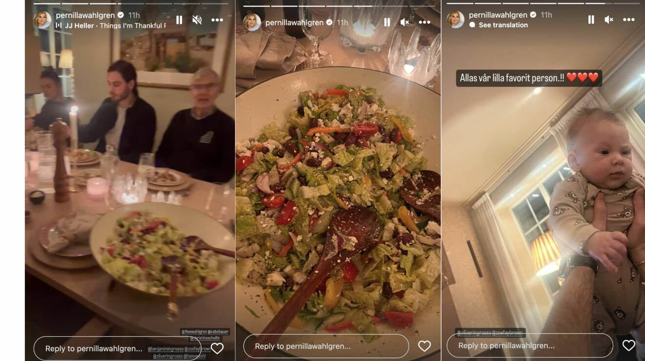 Familjen Wahlgren/Ingrosso äter middag