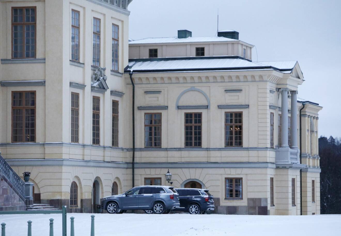 Den privata delen av Drottningholms slott i snö