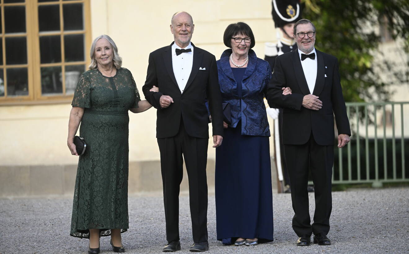 Marie Hellqvist, Erik Hellqvist, Marie Westling och Olle Westling under kungens firande för sina 50 år på tronen