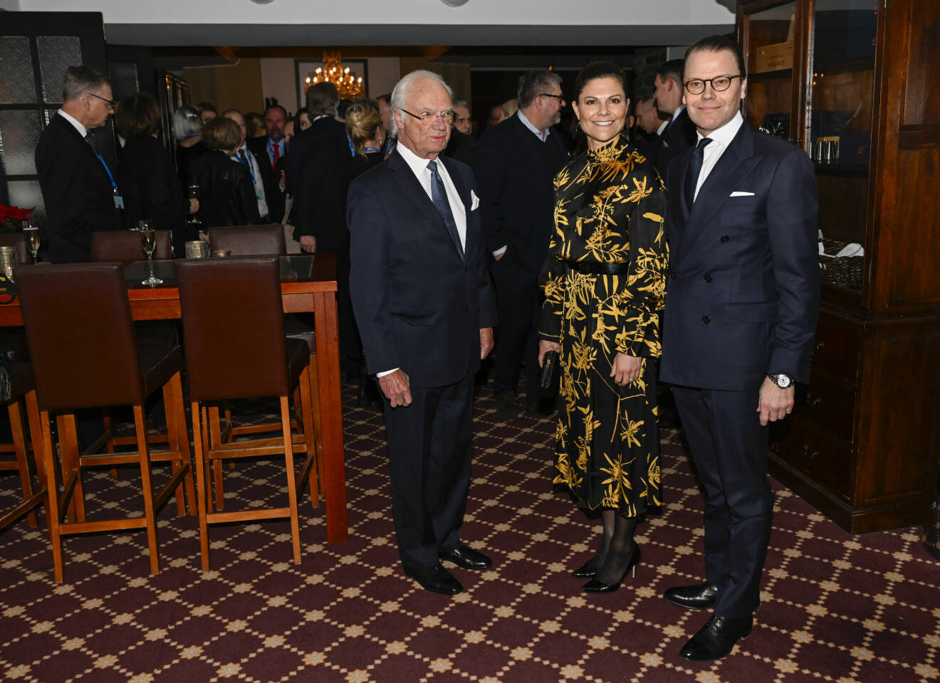 Kronprinsessan Victoria, prins Daniel och kungen på Folk och Försvars middag 2024 på Högfjällshotellet i Sälen
